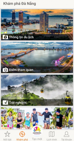 Giao diện ứng dụng Danangfantasticity giới thiệu về du lịch Đà Nẵng. Ảnh: NHẬT HẠ